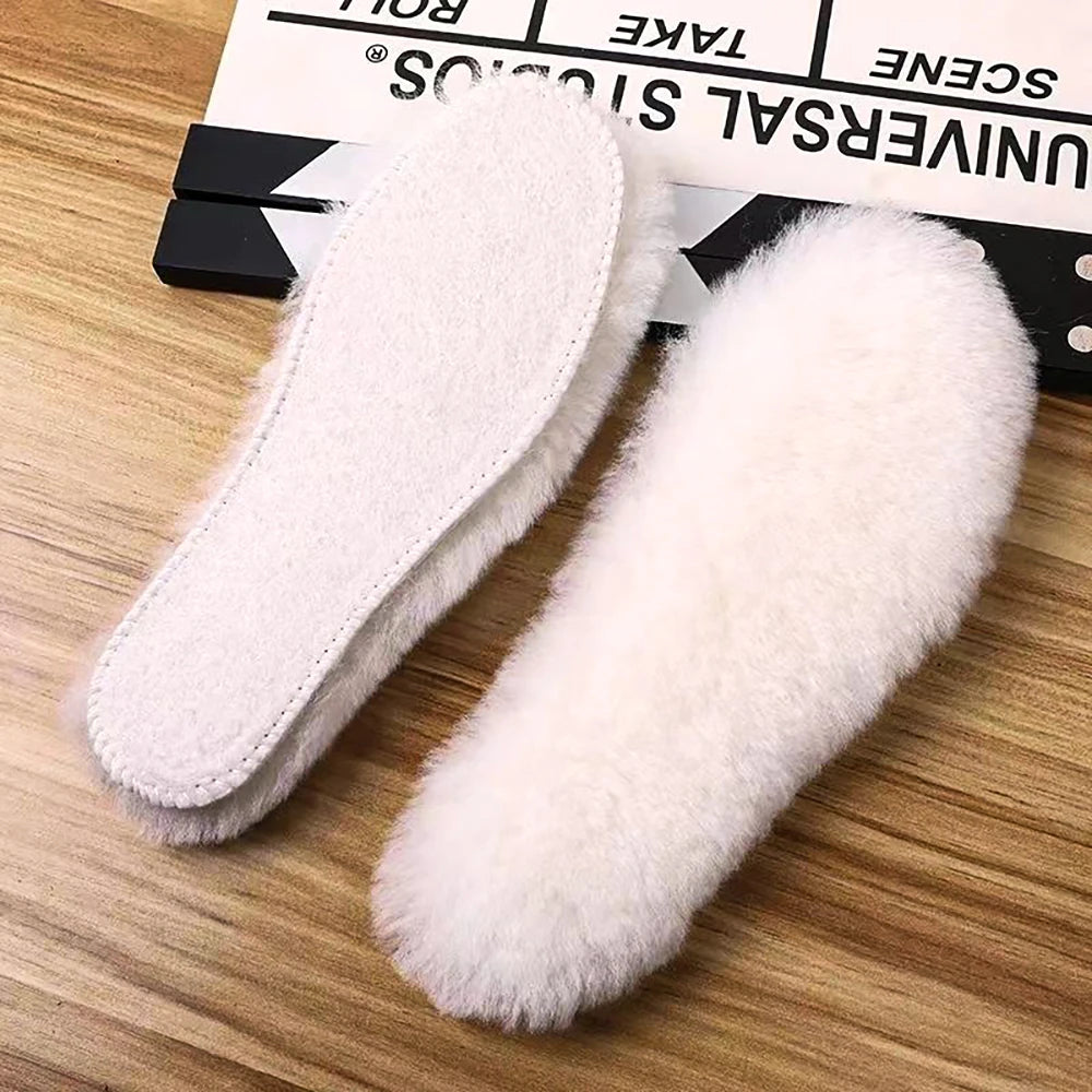 Genuine Sheepskin Fleece Insoles Men Women Winter Thick Cashmere Thermal Real Wool Insoles for Shoes Inner Soles for Snow Boots