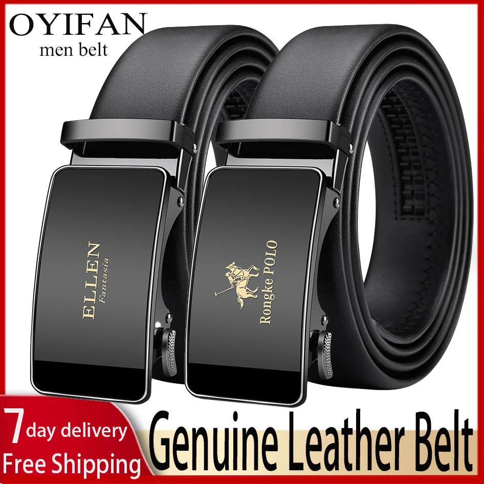 OYIFAN Men Belt Genuine Leather belt for men Alloy buckle ratchet belts Men Designer Belt Automatic belts 벨트
