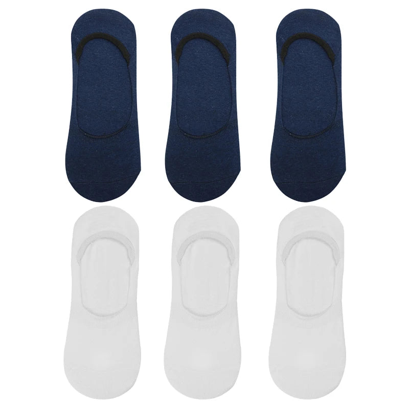 6 Pairs/Lot Men's Bamboo Breathable Invisible Socks Low Cut Casual Cotton Boat Non-Slip No Show High Quality Sock