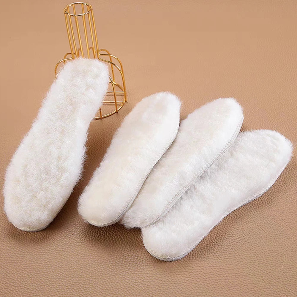 Genuine Sheepskin Fleece Insoles Men Women Winter Thick Cashmere Thermal Real Wool Insoles for Shoes Inner Soles for Snow Boots
