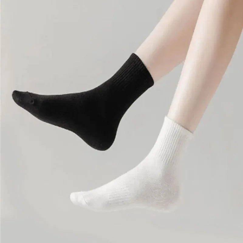 10/20 Pairs Neutral Solid Color Round Neck Socks Spring Summer Sweat Absorbing Breathable Soft Comfortable Couple Sports Socks