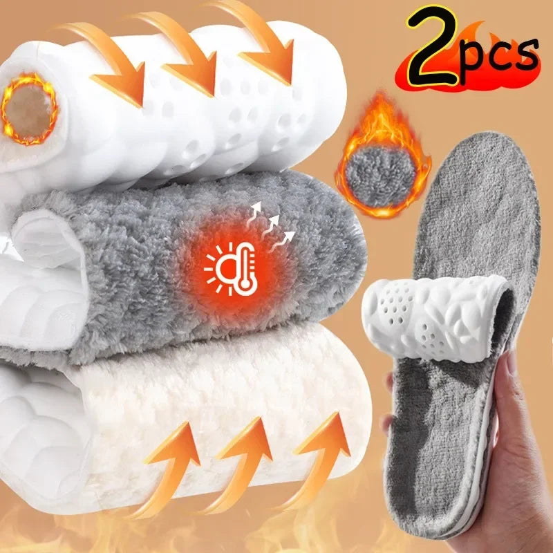 2PCS Soft Cashmere Snow Boots Padding Winter Warm Plush Insoles Women Men Thicken Thermal Shoe Pads Self Heated Sports Inserts