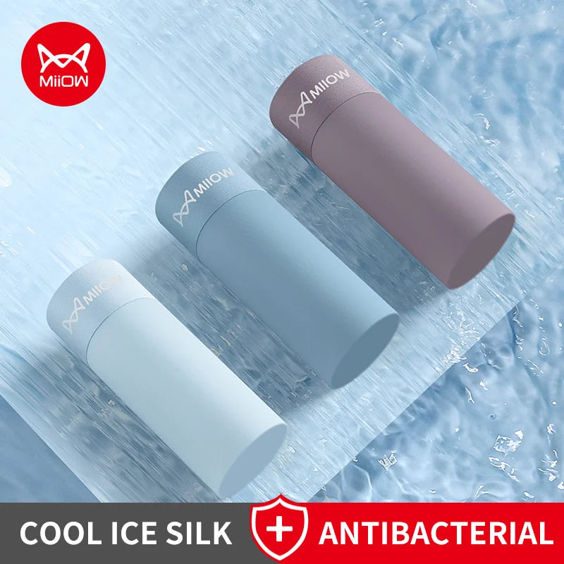 MiiOW 3Pcs Ice Silk Men Panties Mesh Breathable Mens Underpants 10A Antibacterial Crotch Men's Underwear Boxers Man Boxer Briefs