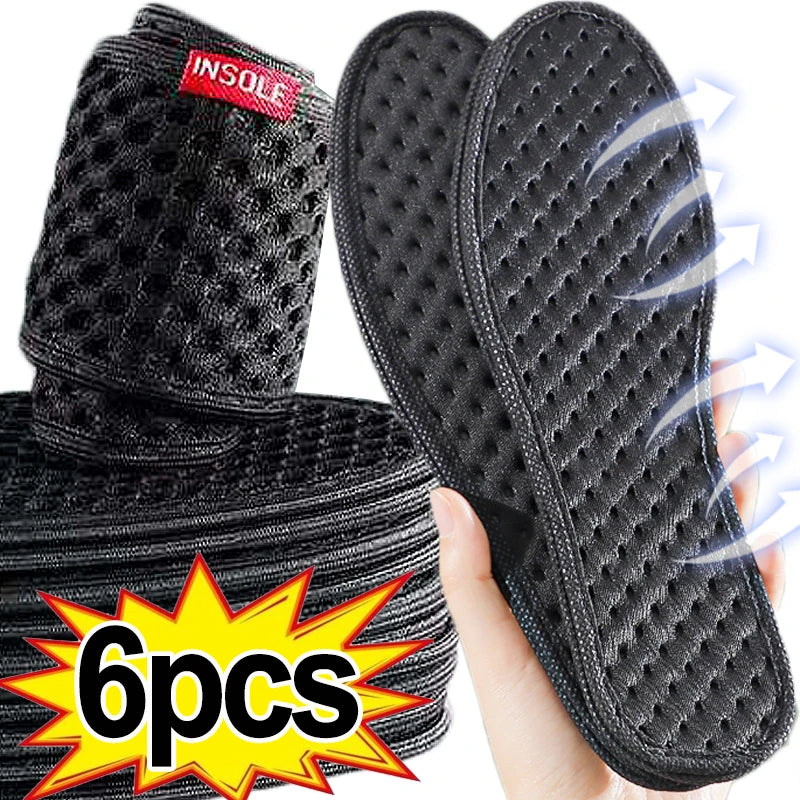 6Pcs Bamboo Charcoal Deodorant Insoles Mesh Breathable Absorb-Sweat Shoe Pads Men Running Sports Shoes Insert Deodorant Insole