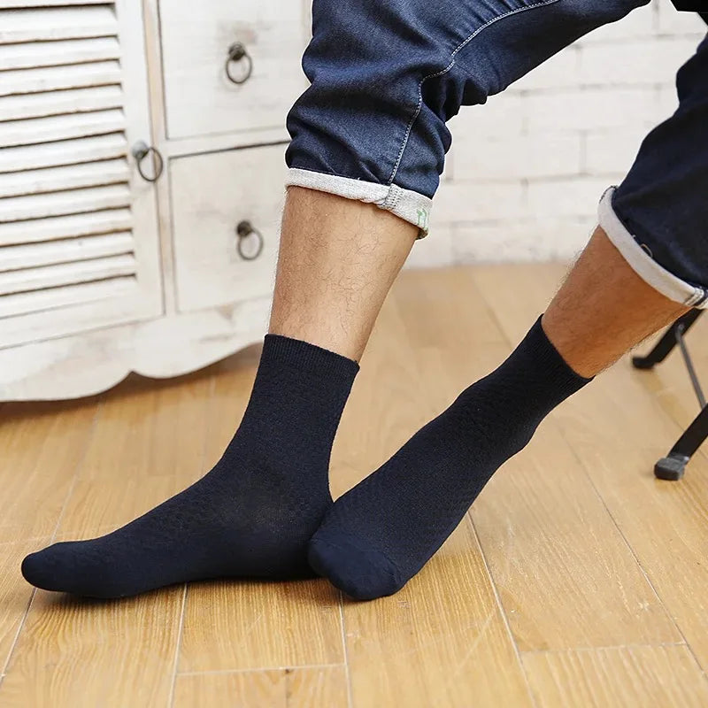 5Pairs/Lot Men's Socks High Quality Bamboo Fiber Business Breathable Deodorizing Socks Men's Casual Socks Large Size EU38-46