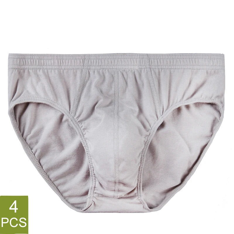4 Pcs/Lot Men's 100% Cotton Breathable Briefs Comfortable Male Underwear Lingerie Panties Underpants Plue Size Xl -5Xl