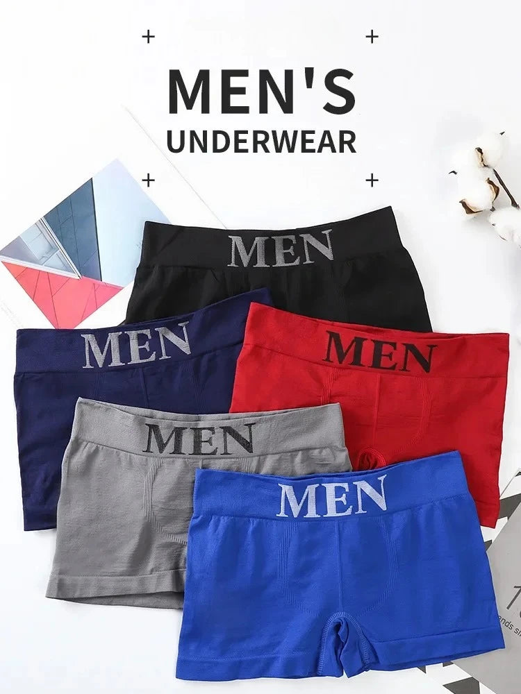 5Pcs/Lot Men's Boxers Underwear Breathable Panties Man Boxer Solid Underpants Comfortable Male Brand Shorts Black Blue Underwear