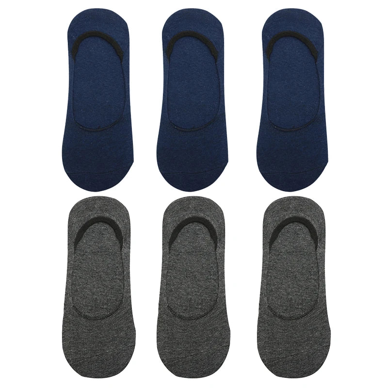 6 Pairs/Lot Men's Bamboo Breathable Invisible Socks Low Cut Casual Cotton Boat Non-Slip No Show High Quality Sock