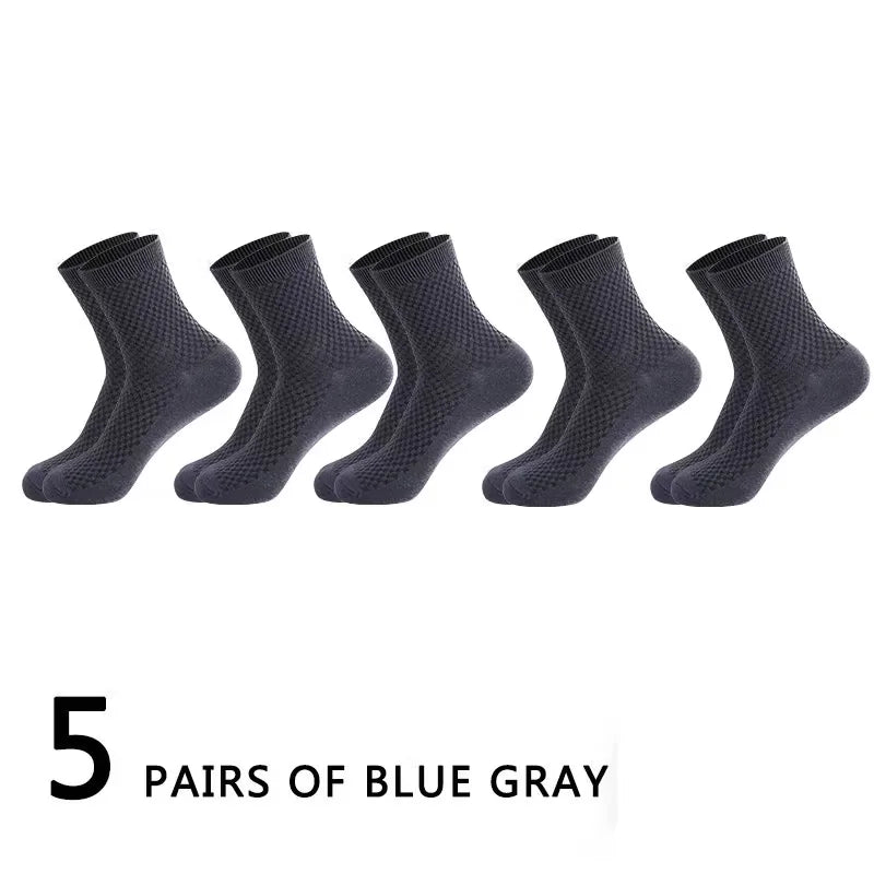 5Pairs/Lot Men's Socks High Quality Bamboo Fiber Business Breathable Deodorizing Socks Men's Casual Socks Large Size EU38-46