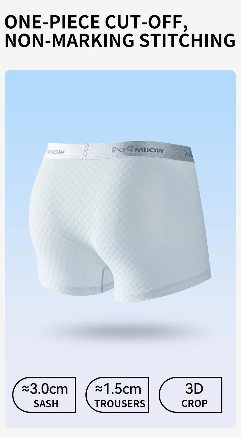MiiOW 3Pcs Ice Silk Men Panties Mesh Breathable Mens Underpants 10A Antibacterial Crotch Men's Underwear Boxers Man Boxer Briefs