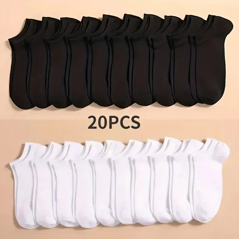 10 or 20 or 40 Pairs Unisex Solid Cotton Socks Men Women Low Cut Ankle Socks Bulk Black White Grey Socks Soft Lightweight