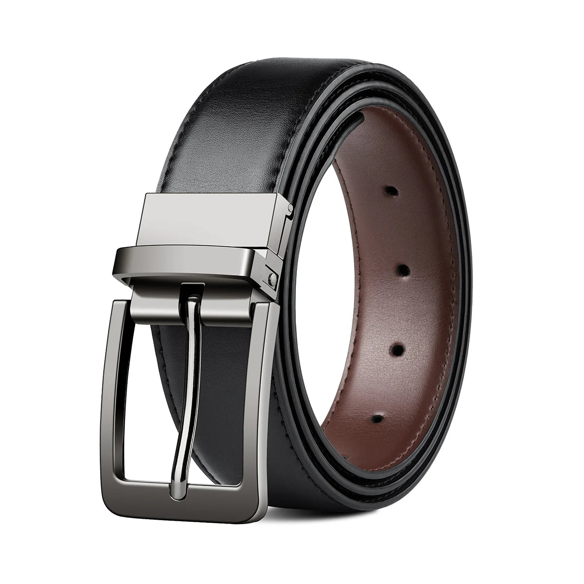 Belt, men's leather needle buckle double-sided cowhide belt, men's young people's business jeans belt, trendy youth