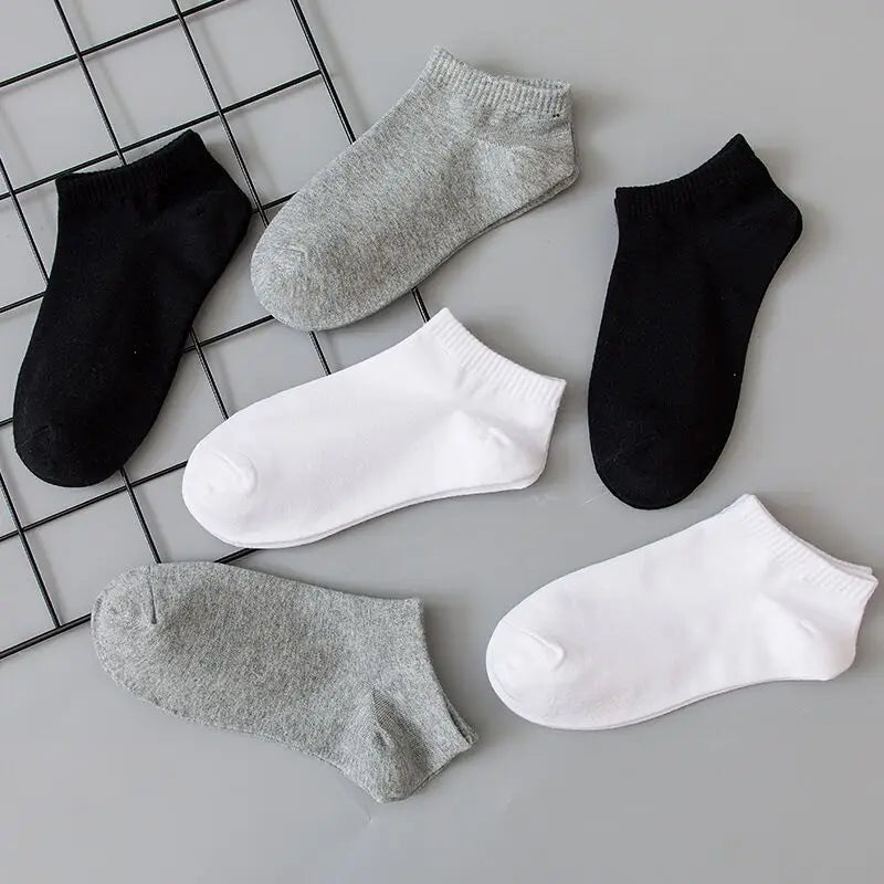 Men Ankle Socks Solid Color Black White Gray Invisible Breathable Cotton Sports Socks Male Short Socks Women Men Sox 10/5Pcs
