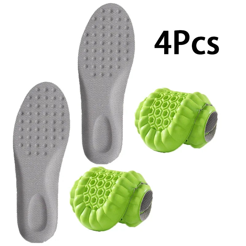 4PCS Soft Elasticity Sole Breathable Comfortable Insoles Men and Women's Sports Shock Absorbing Insole Outdoor Running Insoles