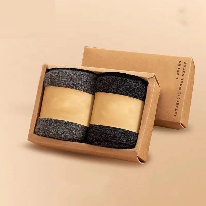 2Pairs/Men's Socks Super Thick Wool High Quality Merino Wool Socks Business Fall Winter Comfortable Mid-leg Socks Large Size Men