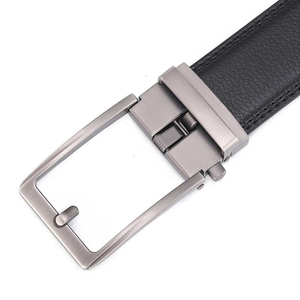 Click Belts for Men Luxury Brand Designer Fashion Automatic Buckle Genuine Leather Men's Belt Male Jeans Waist Strap Blue 3.5 cm