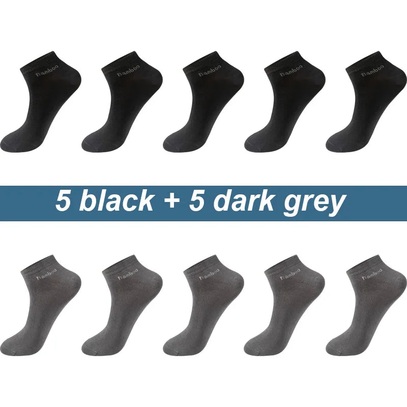 High Quality 10Pairs/Lot Men's Bamboo Fiber Socks Short Casual Breatheable Anti-Bacterial Man Ankle Socks New black busines