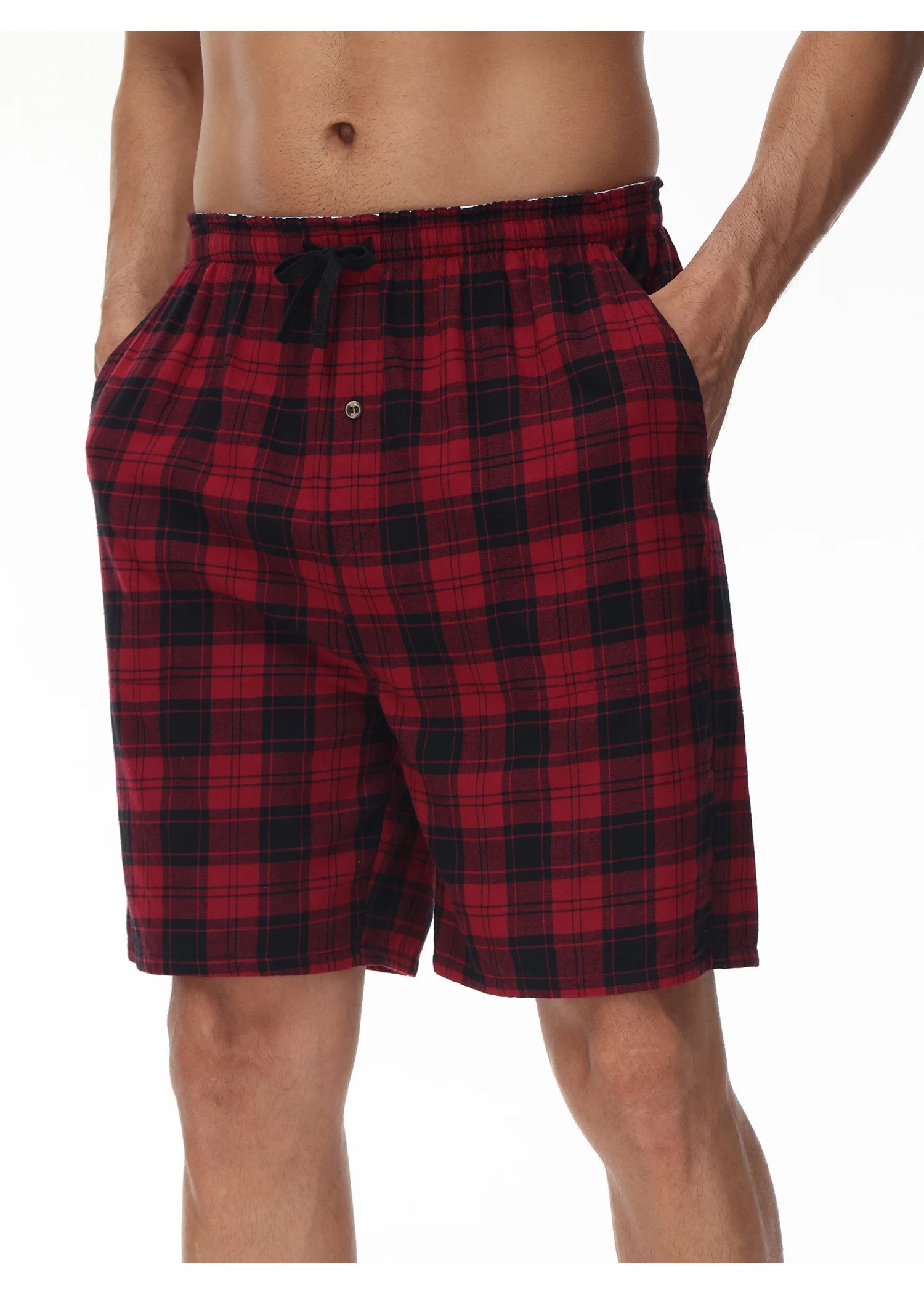 3Pcs Men's 100% Cotton Underwear Boxers Shorts Suit, Plaid Pajama Sleeping Bottoms Pants Suit, Elastic Waist Shorts Homewear