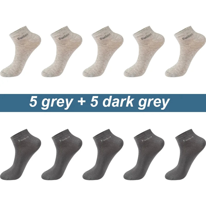 High Quality 10Pairs/Lot Men's Bamboo Fiber Socks Short Casual Breatheable Anti-Bacterial Man Ankle Socks New black busines