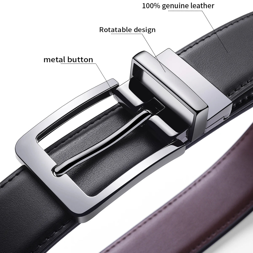 Belt, men's leather needle buckle double-sided cowhide belt, men's young people's business jeans belt, trendy youth