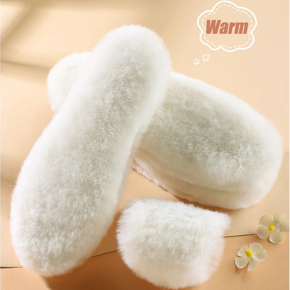 Genuine Sheepskin Fleece Insoles Men Women Winter Thick Cashmere Thermal Real Wool Insoles for Shoes Inner Soles for Snow Boots