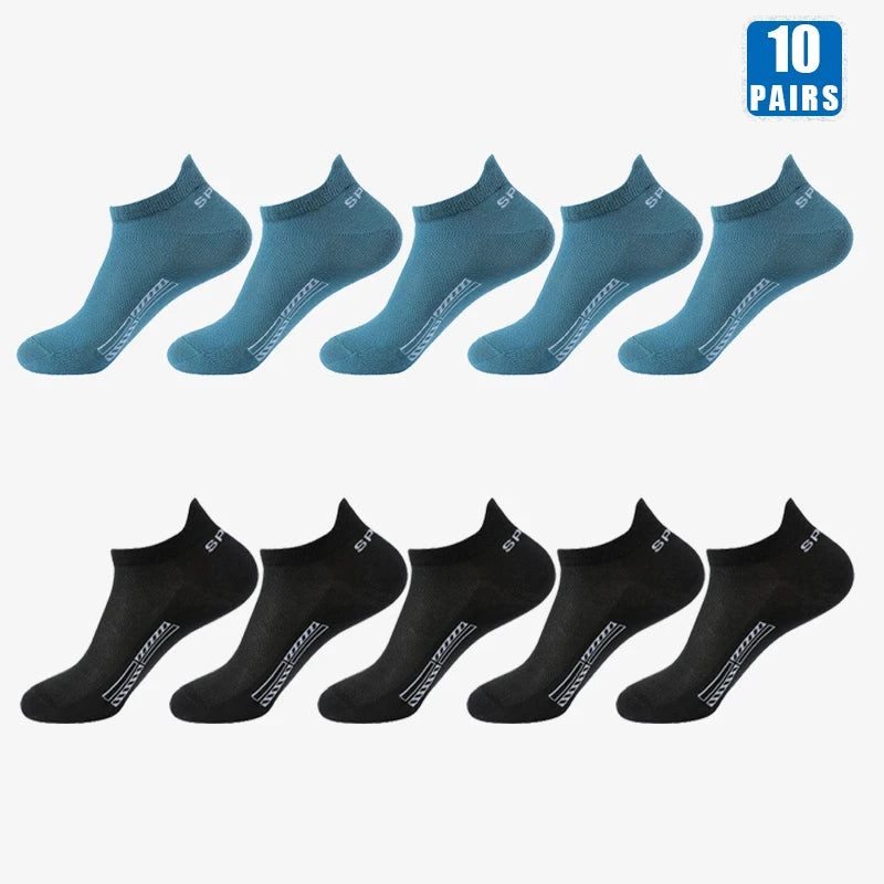 5/10 Pairs Cotton Men's Short Socks Crew Ankle Breathable Mesh Sports Casual Women Summer Low-Cut Thin Sock for Male