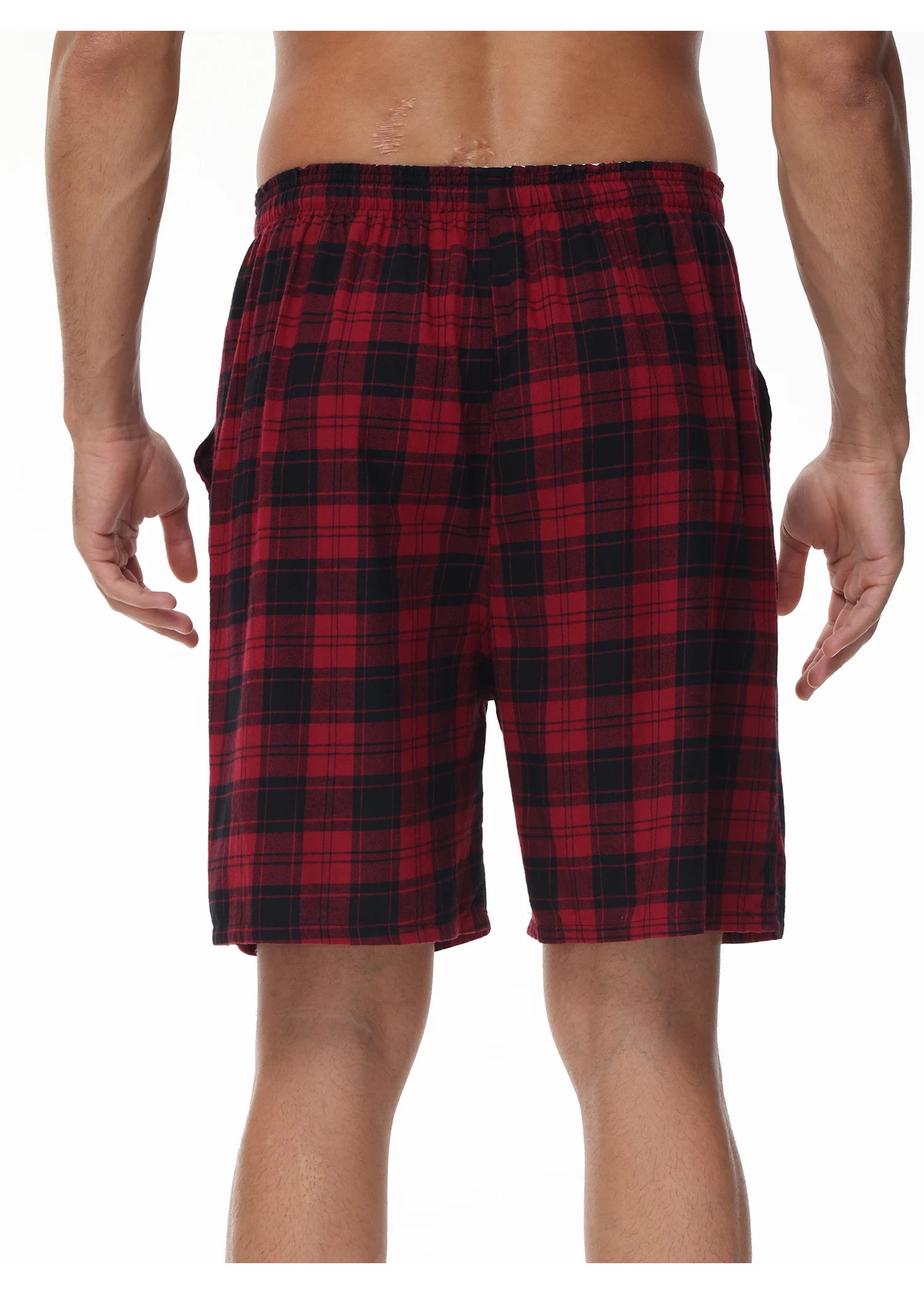 3Pcs Men's 100% Cotton Underwear Boxers Shorts Suit, Plaid Pajama Sleeping Bottoms Pants Suit, Elastic Waist Shorts Homewear