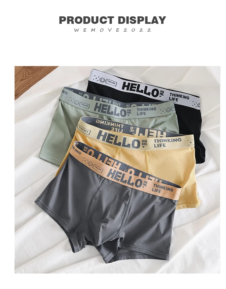 1/5pcs Men's Underwear, Breathable Comfy Quick Drying Stretchy Boxer Trunks, Sexy Underpants, Men's Trendy Boxer Panties