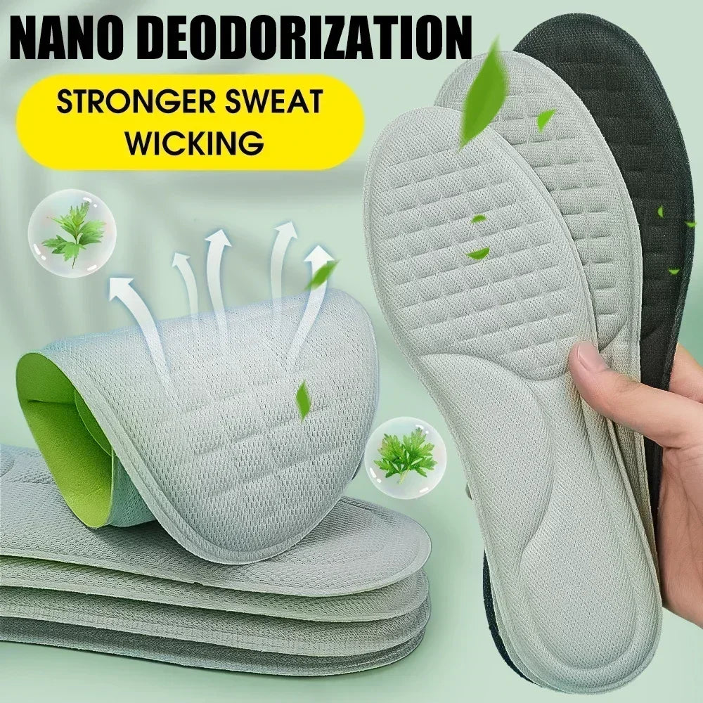 10pcs Unisex Memory Foam Orthopedic Insoles Deodorizing Insole Shoes Sports Absorbs Sweat Soft Antibacterial Shoe Accessories