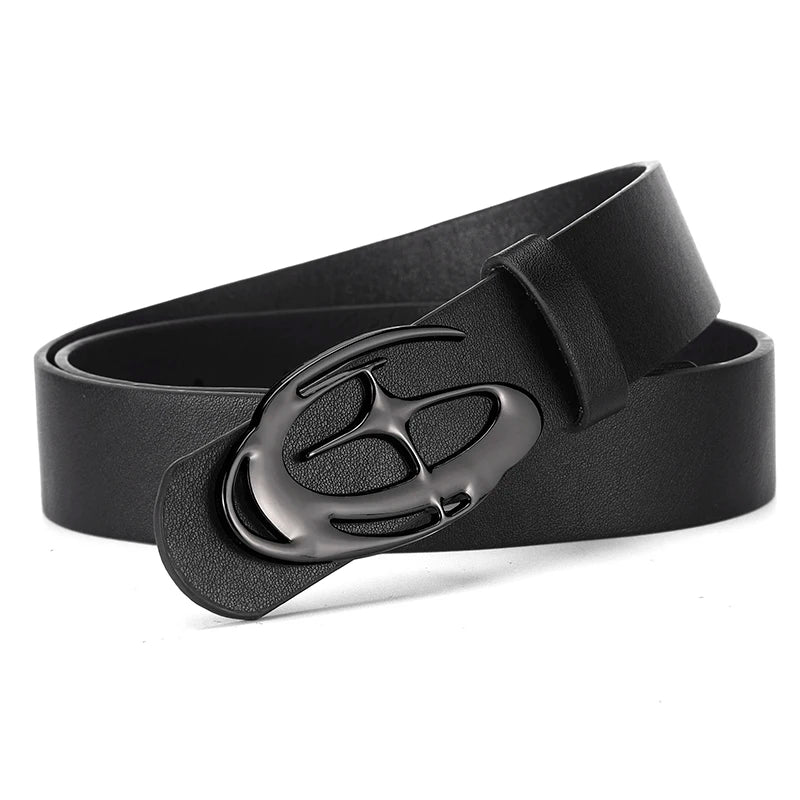 Men's Unique Design Smooth Buckle Belt Fashionable Trendy Casual Pants Accessories Simple Men's Birthday Gifts