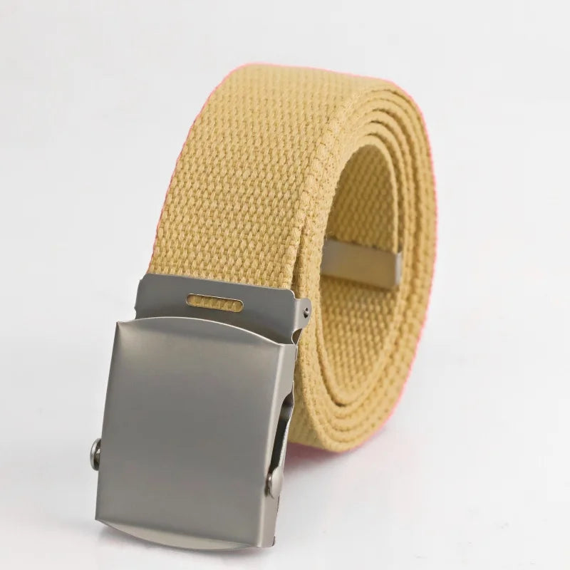 New Men's Canvas Belt Outdoor Wear-resistant Breathable Alloy Buckle Unisex Belt Youth Camouflage Sports waistband