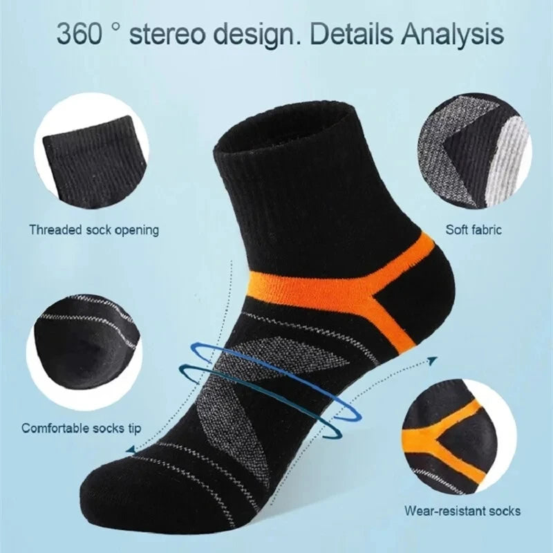 3 Pairs Men's Socks Hiking Black Sports Basketball Socks Casual Soft Running Summer Absorb Sweat Breathable Male Sokken Gifts