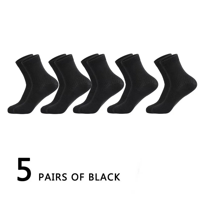 5Pairs/Lot Men's Socks High Quality Bamboo Fiber Business Breathable Deodorizing Socks Men's Casual Socks Large Size EU38-46