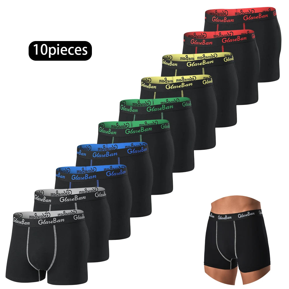 10pcs pack Black Cotton Boxer Shorts Men Underwear Soft Male Underpants for Men Homme comfortable Boxershorts Slips Panties