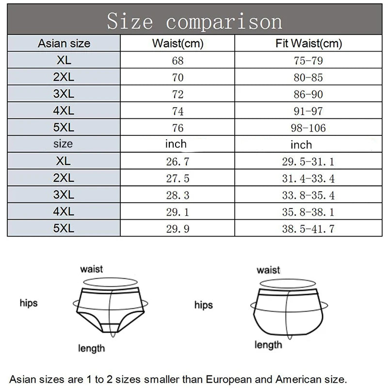 4 Pcs/Lot Men's 100% Cotton Breathable Briefs Comfortable Male Underwear Lingerie Panties Underpants Plue Size Xl -5Xl