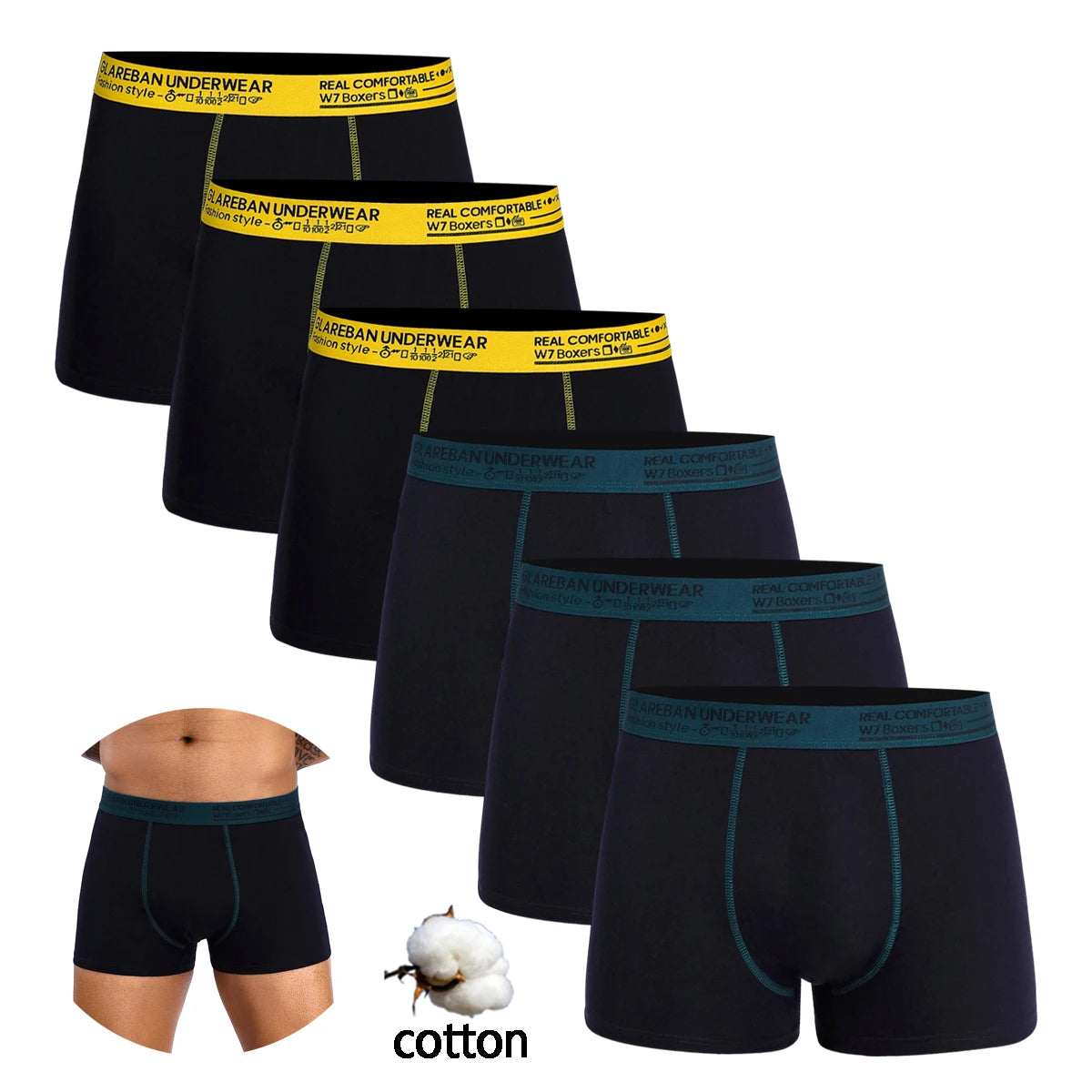 6pcs Pack Cotton Boxer Briefs Men shorts Panties Underwear For Man Brand And Underpants Homme Luxury BoxerShorts Box Slip Box