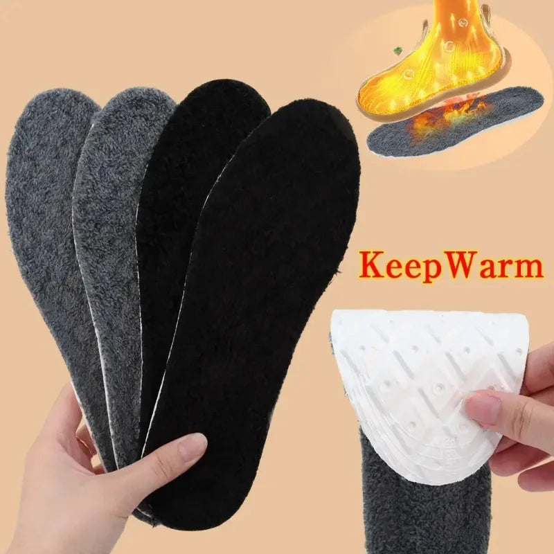 2PCS Soft Cashmere Snow Boots Padding Winter Warm Plush Insoles Women Men Thicken Thermal Shoe Pads Self Heated Sports Inserts