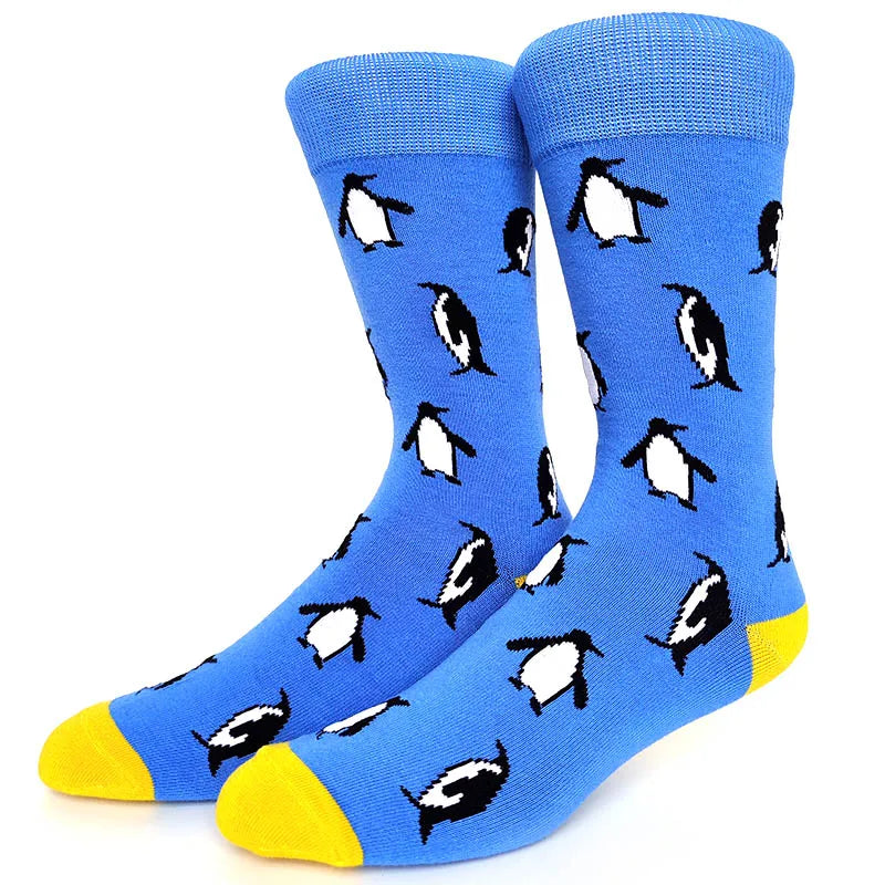 58 Style Cartoon Men Socks Fish bird parrot shark Theme Cotton Novelty Funny Hip Hop Trend Street Long Socks