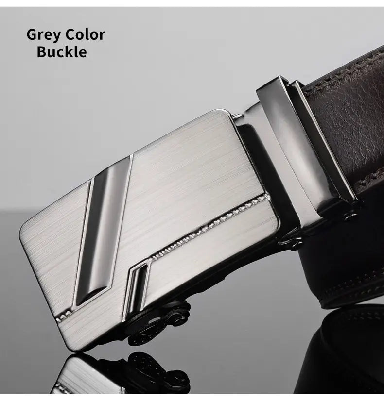 Men Leather Belt Metal Automatic Buckle Brand High Quality Luxury Belts for Men Famous Work Business Black PU Strap