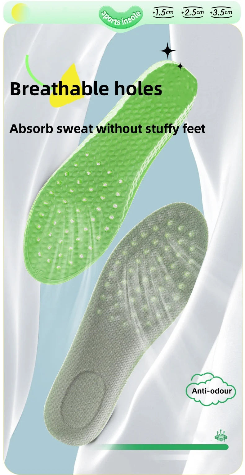 1Pair Air Cushion height increase insoles Breathable Sweat and Anti-Odour Insole Shock Absorbing Insole for Sports Shoes
