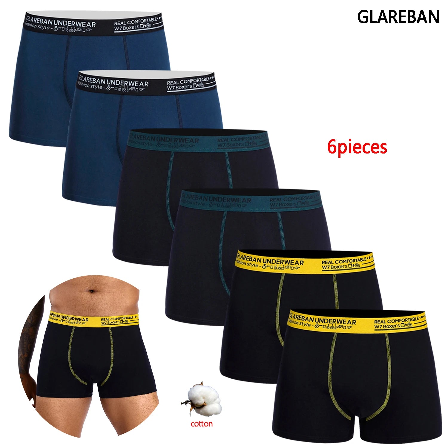 6pcs Pack 2024 Brand Boxer Fashion Style Men Panties Cotton Underwear Male And Underpants For Homme Luxury Set Shorts Box Slips