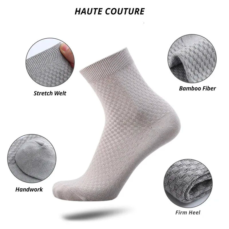 5Pairs/Lot Men's Socks High Quality Bamboo Fiber Business Breathable Deodorizing Socks Men's Casual Socks Large Size EU38-46